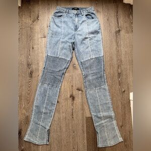 AFRM Moto Style Jeans Ribbed Knee Panels Light Wash Size 25